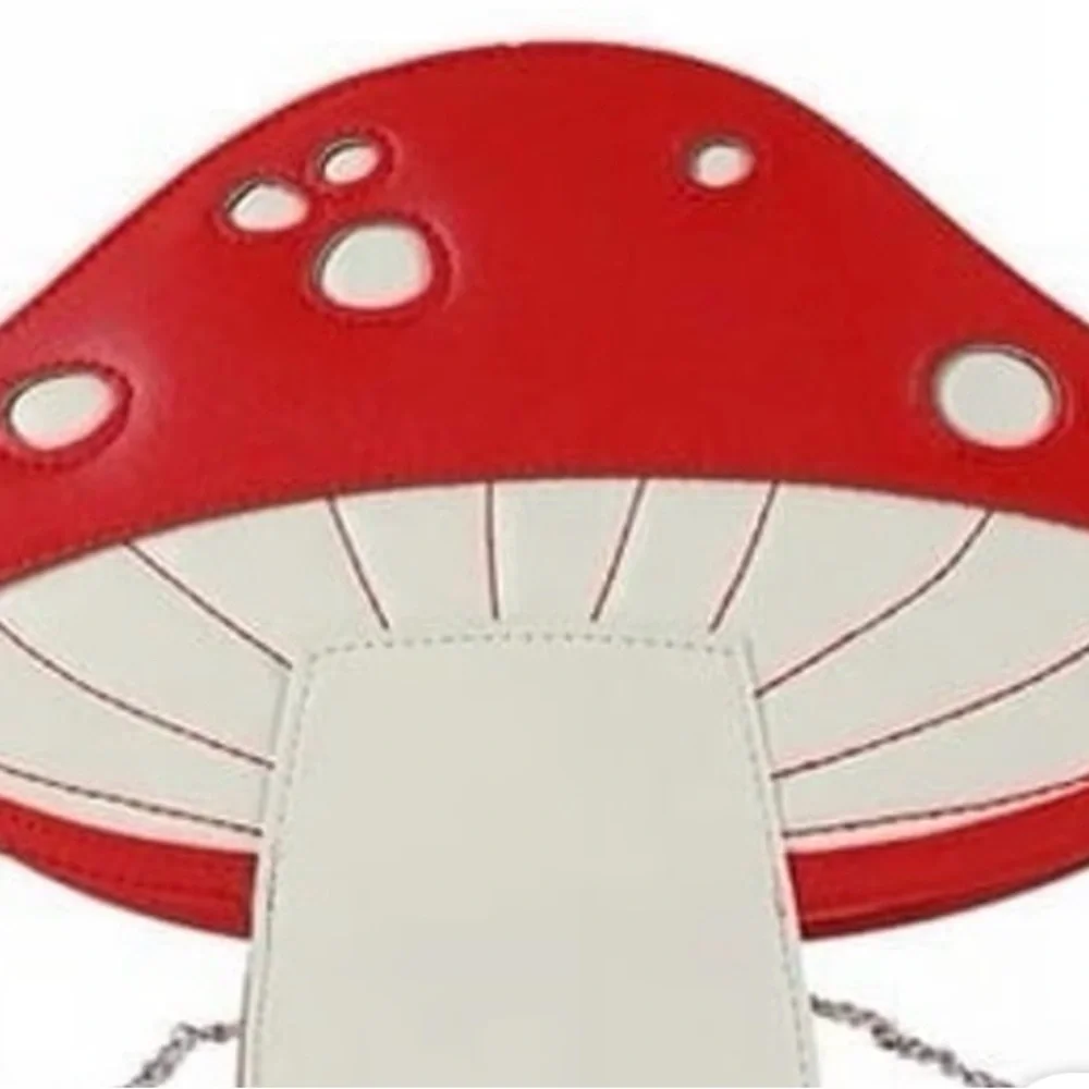 COTTAGECORE NEW Red & White Mushroom Crossbody Boho Bag Detachable Chain Strap - Picture 5 of 7